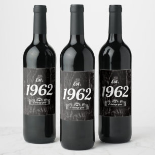 Étiquette Pour Bouteilles De Vin Est. 1962 Année Vintage