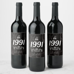 Étiquette Pour Bouteilles De Vin Est. en 1991 Une année classique
