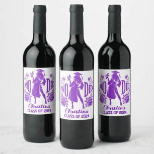 Étiquette Pour Bouteilles De Vin ET A FAIT Urban Female Silhouette Trendy Graduatio