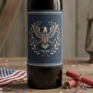 Étiquette Pour Bouteilles De Vin États-Unis 250 Aigle patriotique motif héritage ma