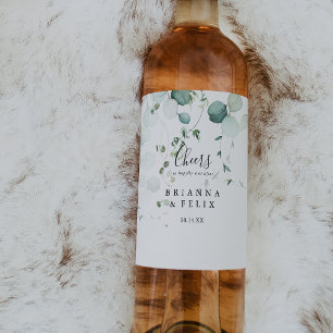 Étiquette Pour Bouteilles De Vin Été Vert Eucalyptus Foliage Salutations Mariage