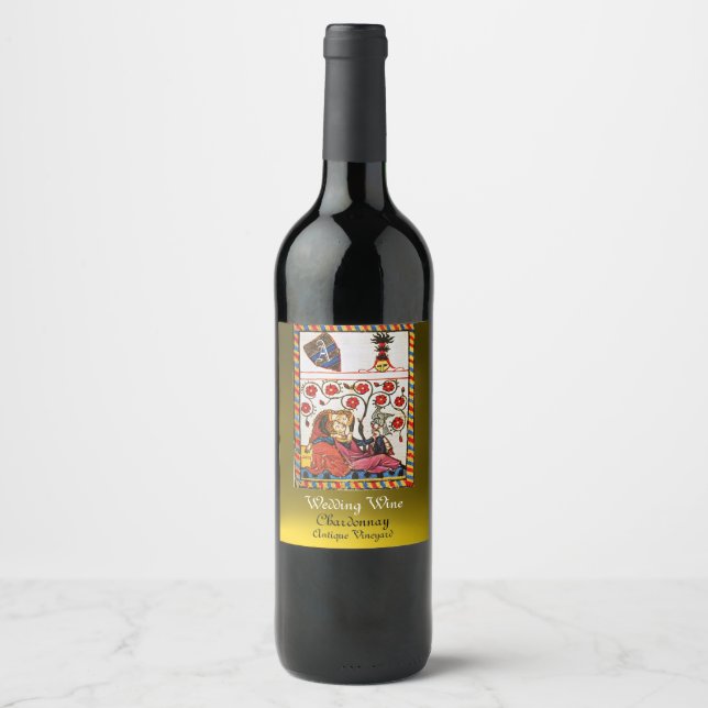 Étiquette Pour Bouteilles De Vin ETERNEL AMOUR MONOGRAM Romantique Mariage Blanc (Devant)