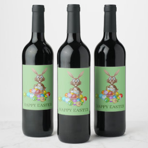 Étiquette Pour Bouteilles De Vin Étiquette à vin de lapin de Pâques