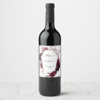 Étiquette à vin Mariage à cadre fleuri