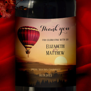 Étiquette Pour Bouteilles De Vin Étiquette à vin Mariage Sunset Balloon à air chaud