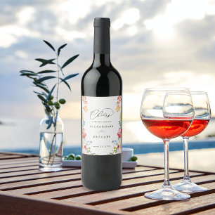 Étiquette Pour Bouteilles De Vin Étiquette à vin Ressort multicolore Florals