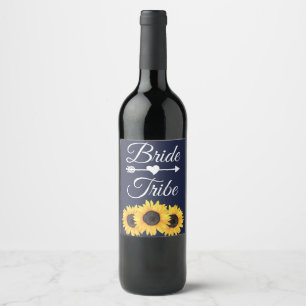 Étiquette Pour Bouteilles De Vin Étiquette à vin Sunflower Country Blue Bride Tri