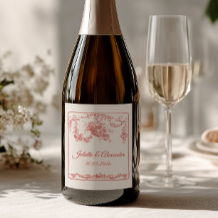 Étiquette Pour Bouteilles De Vin Étiquette de bouteille de mariage Blush Toile de J