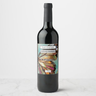 Étiquette Pour Bouteilles De Vin Étiquette de bouteille de papillon de cieux bleus