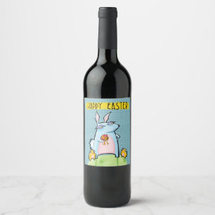 Étiquette Pour Bouteilles De Vin Étiquette de bouteille de vin bleu de Pâques de 