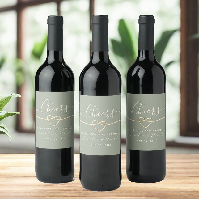 Étiquette Pour Bouteilles De Vin Étiquette de bouteille de vin de mariage élégante  (Créateur téléchargé)