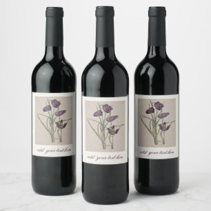 ÉTIQUETTE POUR BOUTEILLES DE VIN ÉTIQUETTE DE BOUTEILLE DE VIN : PEINTURE DE FLEUR