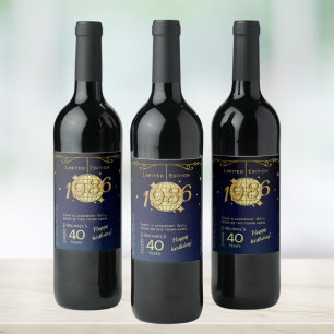 Étiquette Pour Bouteilles De Vin Étiquette de bouteille de vin pour fête des 40 ans