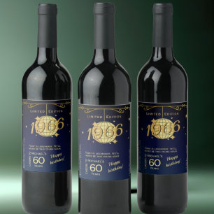 Étiquette Pour Bouteilles De Vin Étiquette de bouteille de vin pour les 60 ans née 