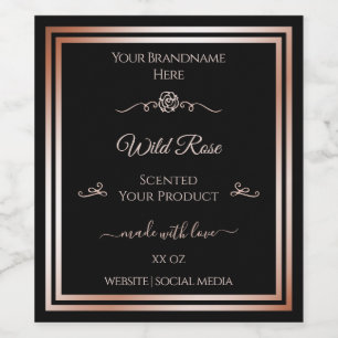 Étiquette Pour Bouteilles De Vin Étiquette de produit noir Rose Gold Frame Vintage