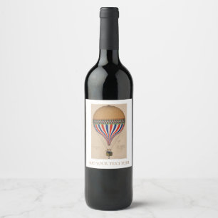 Étiquette Pour Bouteilles De Vin Étiquette DE VIN : BALLON D'AIR CHAUD VINTAGE FRAN