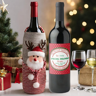 Étiquette Pour Bouteilles De Vin Étiquette de vin cadeau Père Noël Secret personnal