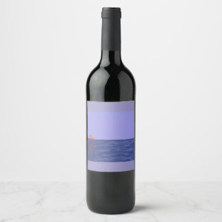 Étiquette Pour Bouteilles De Vin Étiquette de vin Coucher de soleil sur l'océan