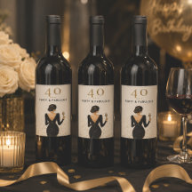 Étiquette de vin d'anniversaire élégante et fabule