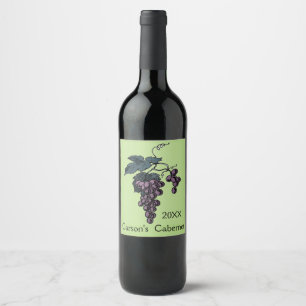 Étiquette Pour Bouteilles De Vin Étiquette de vin de conception de raisins