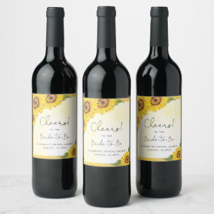 Étiquette Pour Bouteilles De Vin Étiquette de vin de douche de tournesol rustique