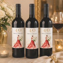 Étiquette de vin de luxe pour anniversaire en robe