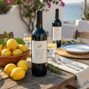 Étiquette Pour Bouteilles De Vin Étiquette de vin de mariage au citron Amalfi Coa