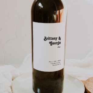 Étiquette Pour Bouteilles De Vin Étiquette de vin de mariage avec lettrage rétro mo