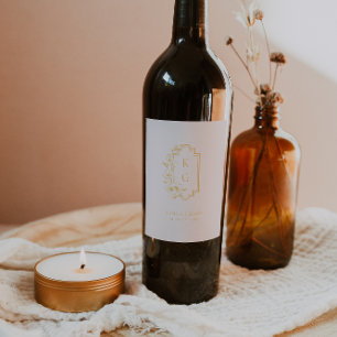 Étiquette Pour Bouteilles De Vin Étiquette de vin de mariage avec monogramme de crê