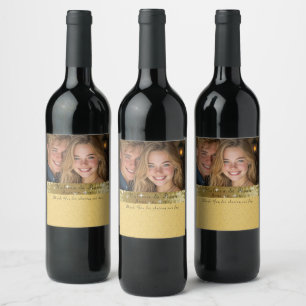 Étiquette Pour Bouteilles De Vin Étiquette de vin de mariage dorée Ajoutez votre ph
