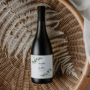 Étiquette Pour Bouteilles De Vin Étiquette de vin de mariage élégante moderne en eu