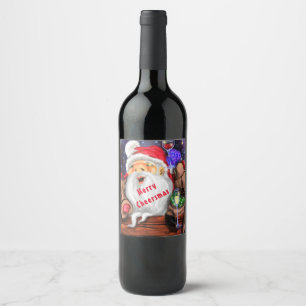 Étiquette Pour Bouteilles De Vin Étiquette de vin de Noël Père Noël et Reindeers