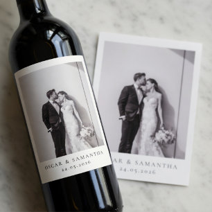 Étiquette Pour Bouteilles De Vin Étiquette de vin de photo de mariage personnalisée