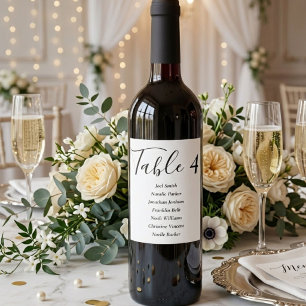 Étiquette Pour Bouteilles De Vin Étiquette de vin de tableau de sièges de mariage m