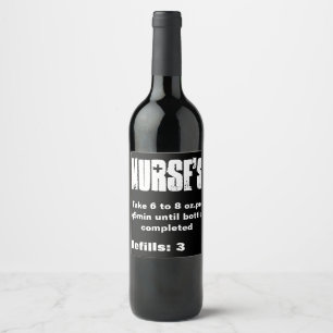 Étiquette Pour Bouteilles De Vin Étiquette de vin drôle de l'infirmière