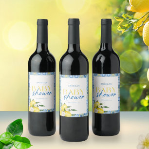 Étiquette Pour Bouteilles De Vin Étiquette de vin Élégante Citron Méditerranée pour