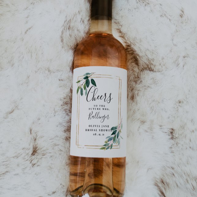 Étiquette Pour Bouteilles De Vin Étiquette de vin Eucalyptus Greenery (Créateur téléchargé)