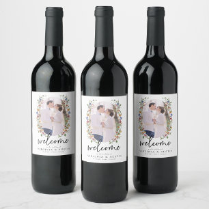 Étiquette Pour Bouteilles De Vin Étiquette de vin florale colorée