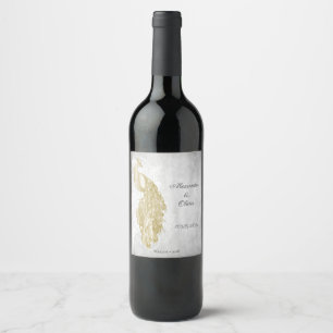 Étiquette Pour Bouteilles De Vin Étiquette de vin Mariage Gold Peacock