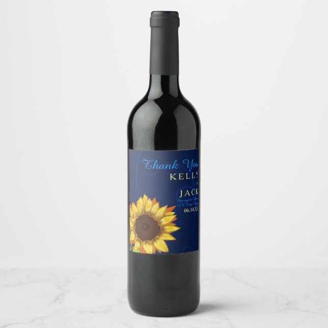 Étiquette Pour Bouteilles De Vin Étiquette de vin mariage Sunflower (Devant)