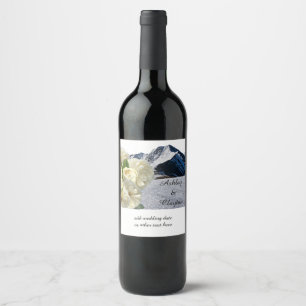 Étiquette Pour Bouteilles De Vin Étiquette de vin Montagnes enneigées et fleurs