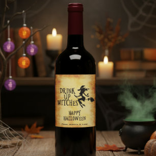 Étiquette Pour Bouteilles De Vin Étiquette de vin personnalisée Buvez sorcières Hal