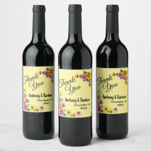 Étiquette Pour Bouteilles De Vin Étiquette de vin personnalisée Merci Pensée