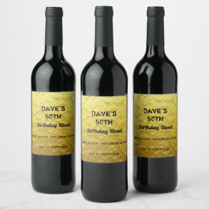 Étiquette Pour Bouteilles De Vin Étiquette de vin personnalisée moderne or pour fêt