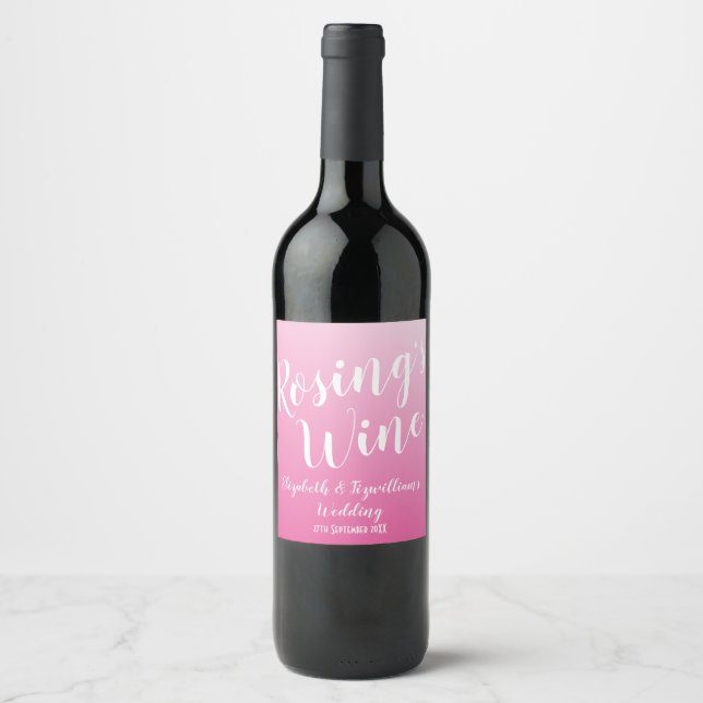 Étiquette Pour Bouteilles De Vin Étiquette de vin rose clair élégante (Devant)