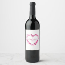 Étiquette de vin Saint-Valentin à cadre de cœur