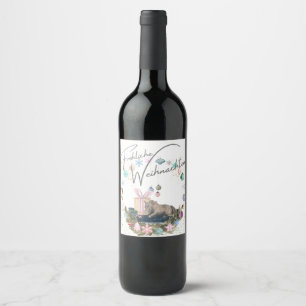 Étiquette Pour Bouteilles De Vin Etiquette du vin , motif de Noël à cheval