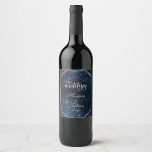 Étiquette Pour Bouteilles De Vin Étoile de nuit Sky Celestiy Galaxy Mariage Monogra