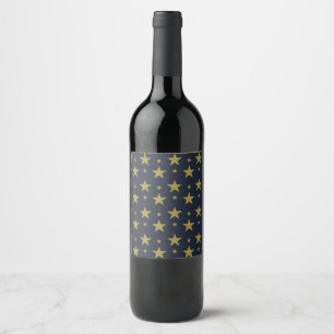 Étiquette Pour Bouteilles De Vin Étoiles dorées sur fond bleu marine – Élégant et i