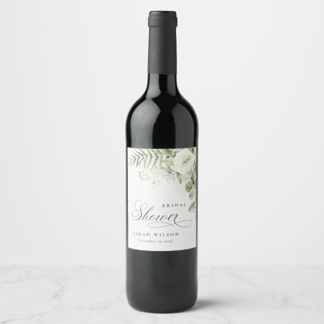 Étiquette Pour Bouteilles De Vin Eucalyptus fougère verdure feuillage douche de mar (Devant)